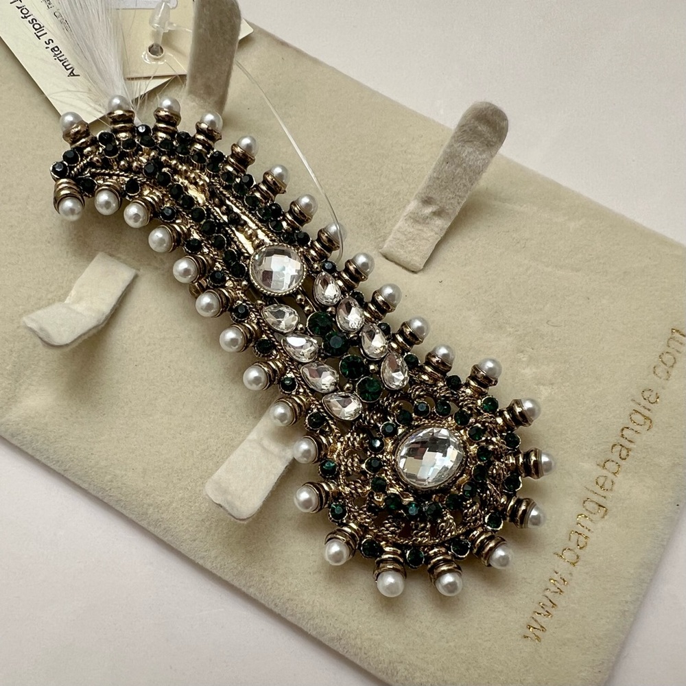 Amrita Singh Dazzling Emerald  Brooch with Feather unk